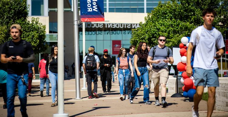 Students walking on campus